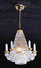 Brass Downrod Crystalene Chandelier
