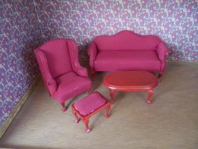 4 Piece Red Living Room