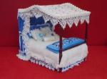 Blue and White Canopy Bed