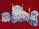 Three Piece Bed Room Blue and White