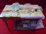 cutting table with sewing supplies